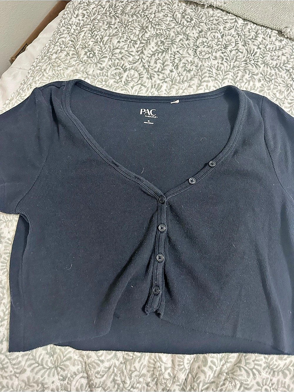 PacSun Ribbed Button Front Top in Black